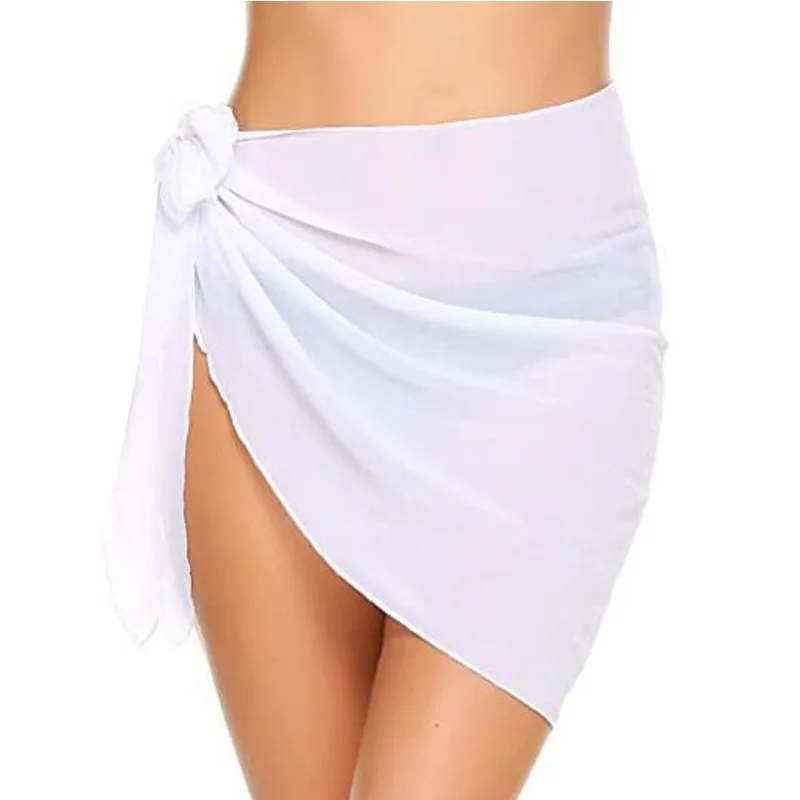 1pc Women's Summer Lightweight Breathable Sheer Mesh Sarong For Beach Sun Protection Scarf Wrap Solid Color
