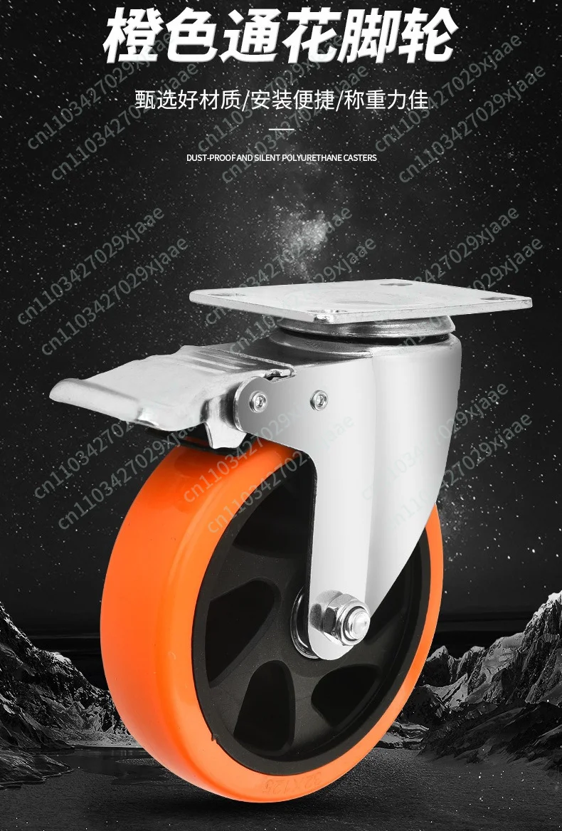 Heavy Duty Casters Set 4PCS 100kg Load Capacity Each, PU Wheels with Brake for Cart Trolley Workbench Industrial Use