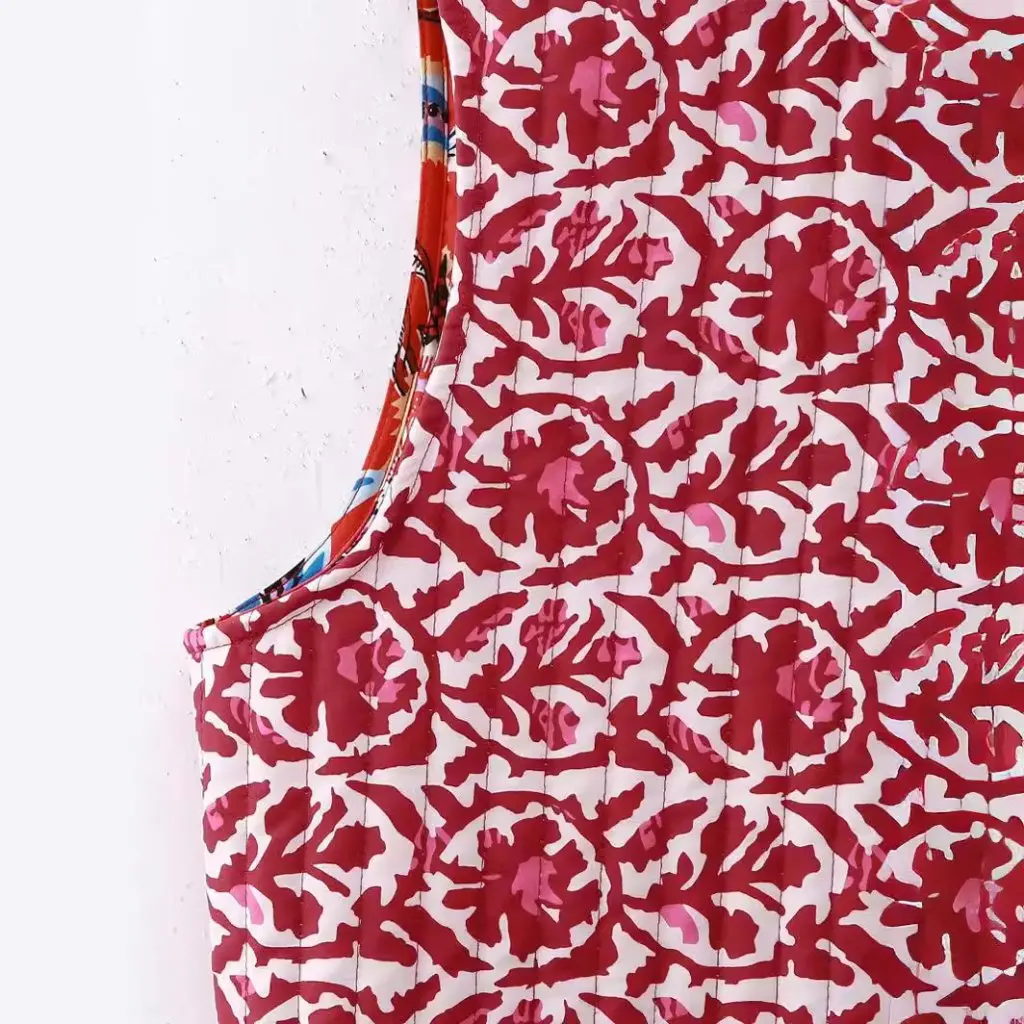 

Women's Fashionable Double-Sided Quilted Printed Vest European American Style Autumn New All-Match Women's Clothing 23 CC5797