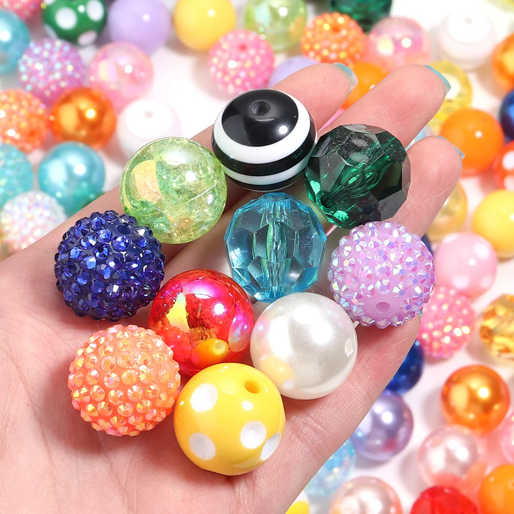 12pcs/lot 20mm Colorful Acrylic Beads Round Loose Spacer Beads For Jewelry Making DIY Crafts Phone Chain Key Chain Pen Beads view 5