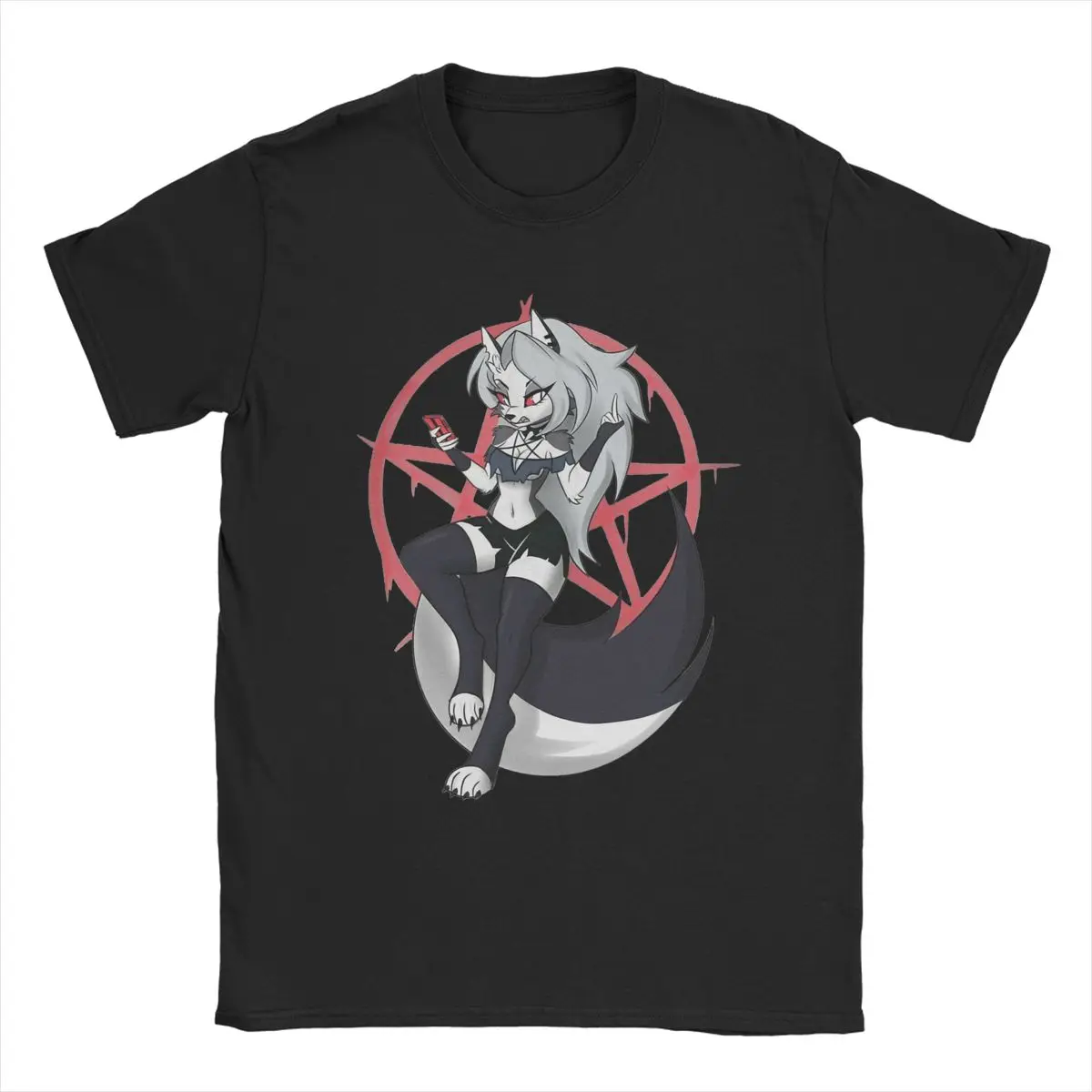 

Men T-Shirts Cute Loona Funny Cotton Tee Shirt Short Sleeve Cartoon Helluva-Boss T Shirt Crewneck Clothes Gift Idea