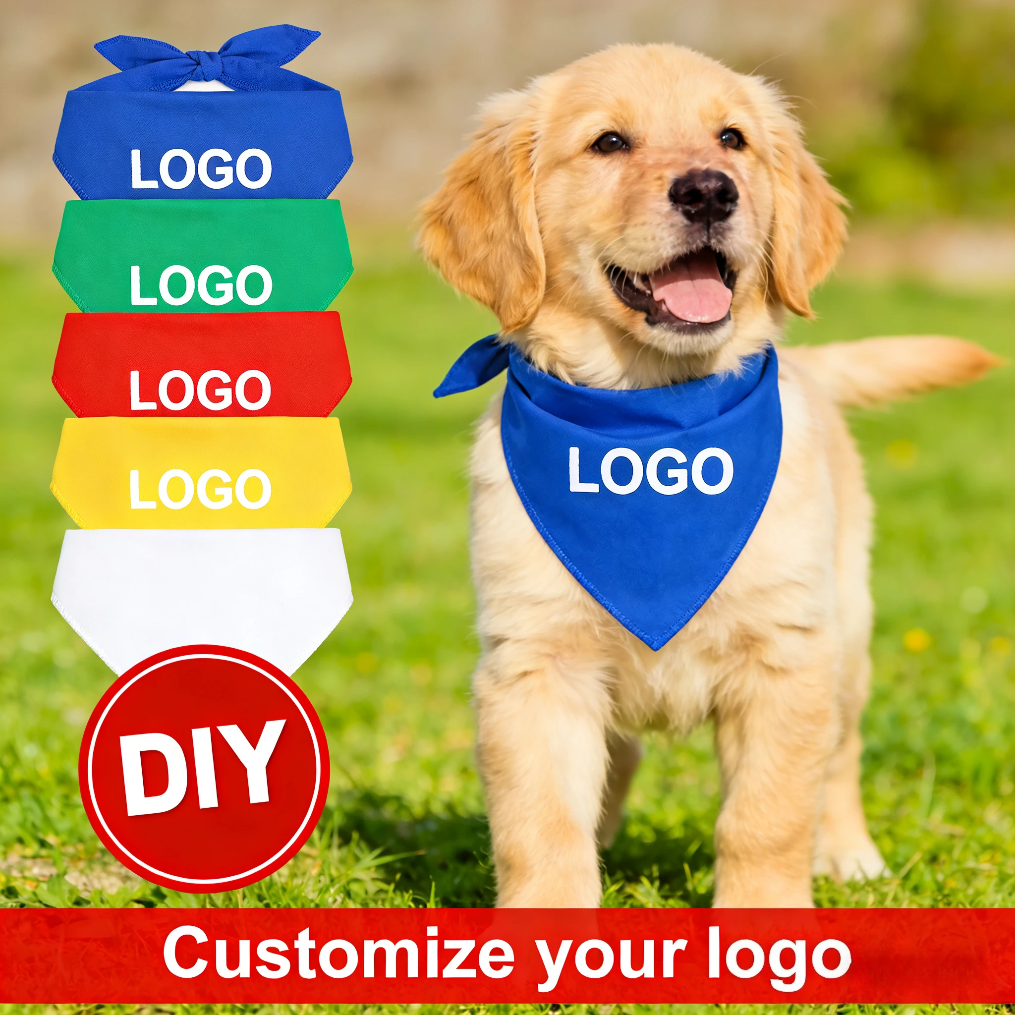 

6PCS Custom Logo Pet Bandana, Soft Triangle Scarf Bib for Dogs & Cats, Adjustable Neck Wear for Small Medium Large Breeds