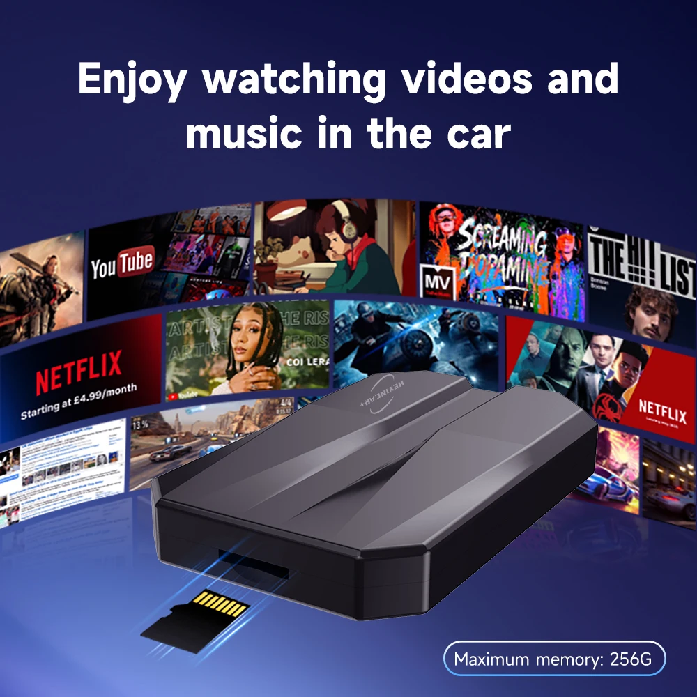 2025 HEYINCAR android 3in1 Smart Ai Box sans fil Carplay & android Auto pour voitures avec Carplay filaire intégré Netflix IPTV Spotify
