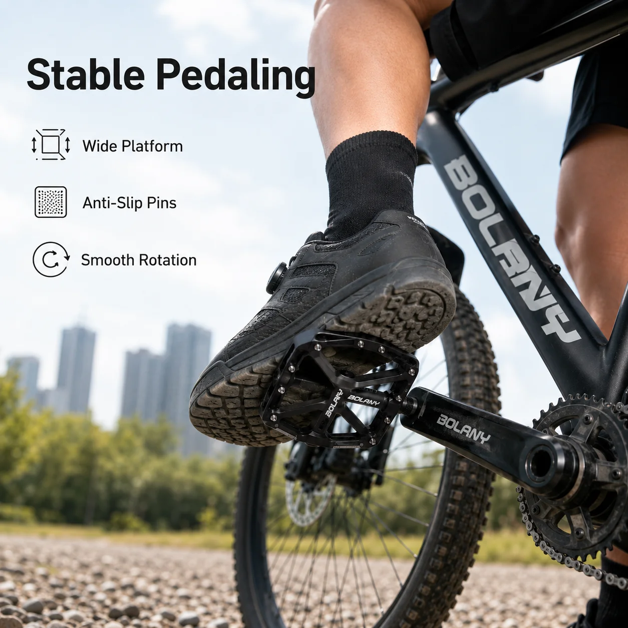 BOLANY Wide Platform Bike Peda - Pedal Platform Flat recension och pris