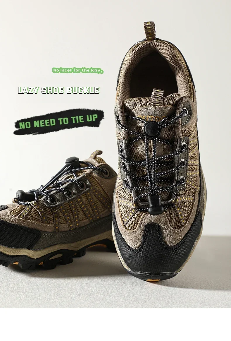 Runde, elastische Schnürsenkel mit Schnellverschluss für Wanderungen, strapazierfähige, rutschfeste Ersatz-Schnürsenkel für Outdoor-Trekking- und Wanderschuhe. – Detail 1
