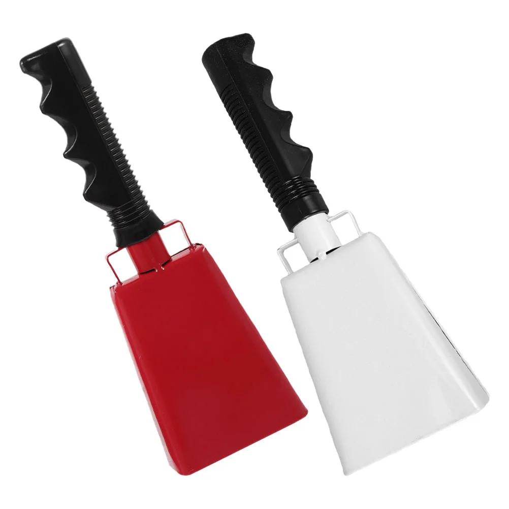 2 قطعة جرس البقر المعدني بصوت عال يده صانع الضوضاء الهتاف جرس كرة القدم الأحداث الرياضية الأطراف أجراس البقرة المعدنية صانع الضوضاء البقرة #1