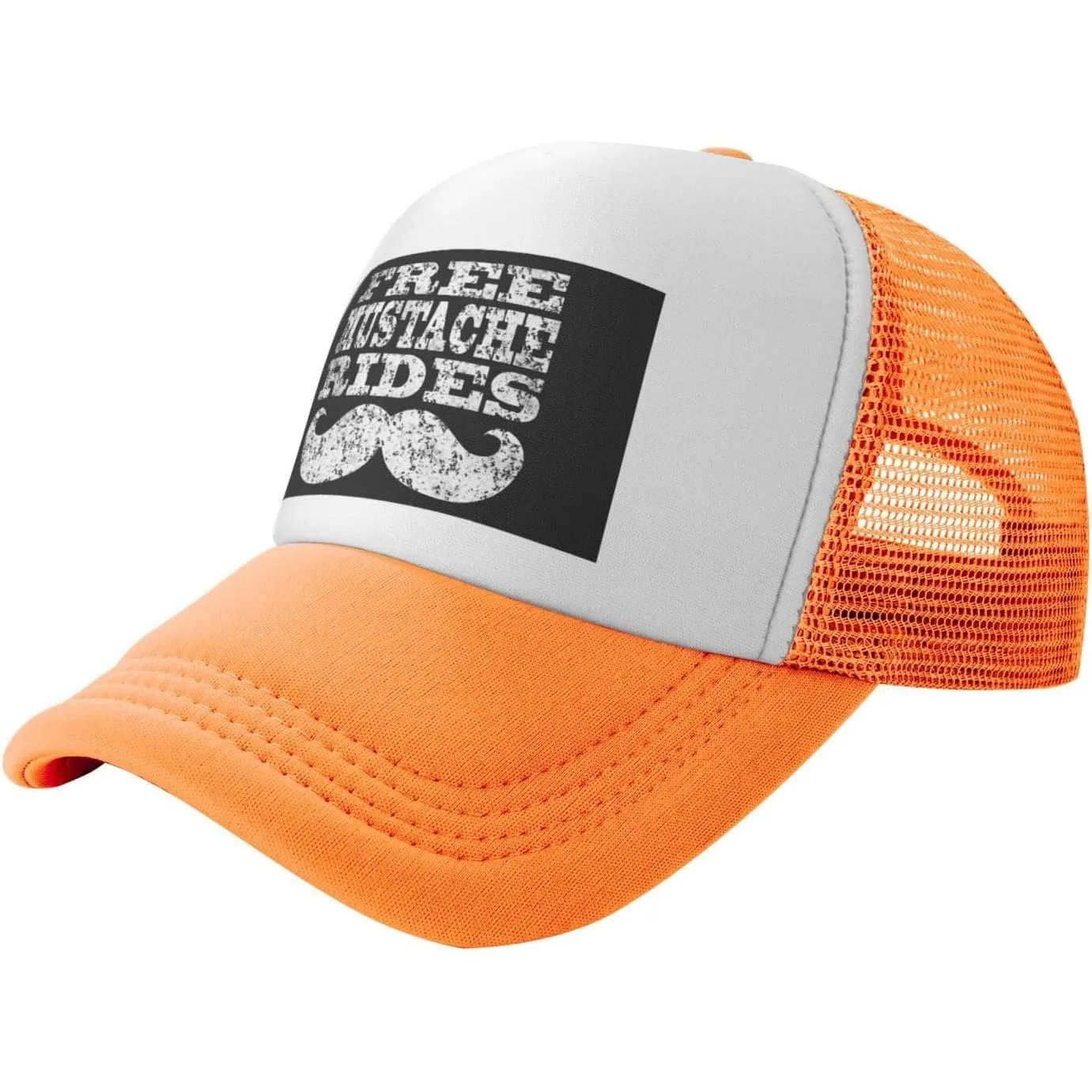 Funny Free Mustache Rides Trucker Hat Mesh Baseball Snapback Cap for Casual Outdoor Wear