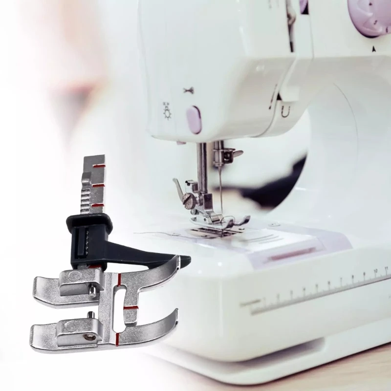 Chân vịt máy may có chân dẫn hướng có thể điều chỉnh để khâu trên cùng