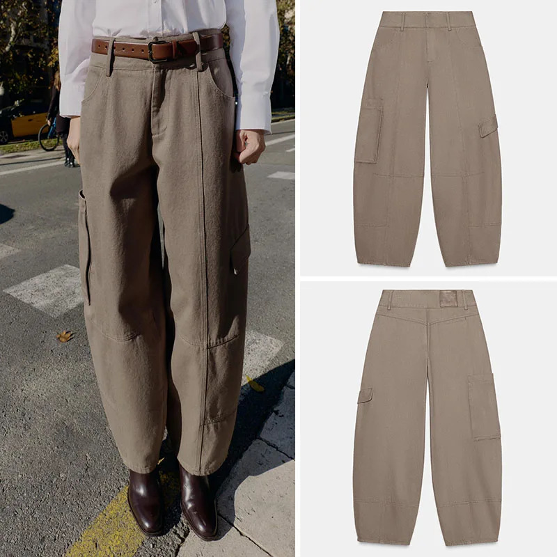 冬の新作レディースハイウエストワークウェアスリーブバルーンパンツサイド飾り付きファッショナブルなエスニックステージコスチューム