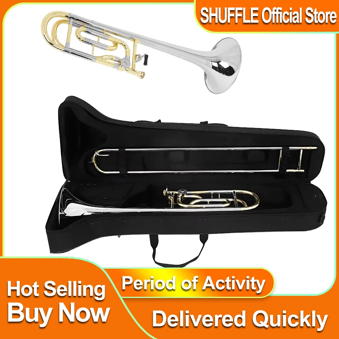 SLADE Tenor Trombone Bb Brass Lacquered Gold Plated Trombone With Case Mouthpiece Professional Brass Wind Musical Instrument