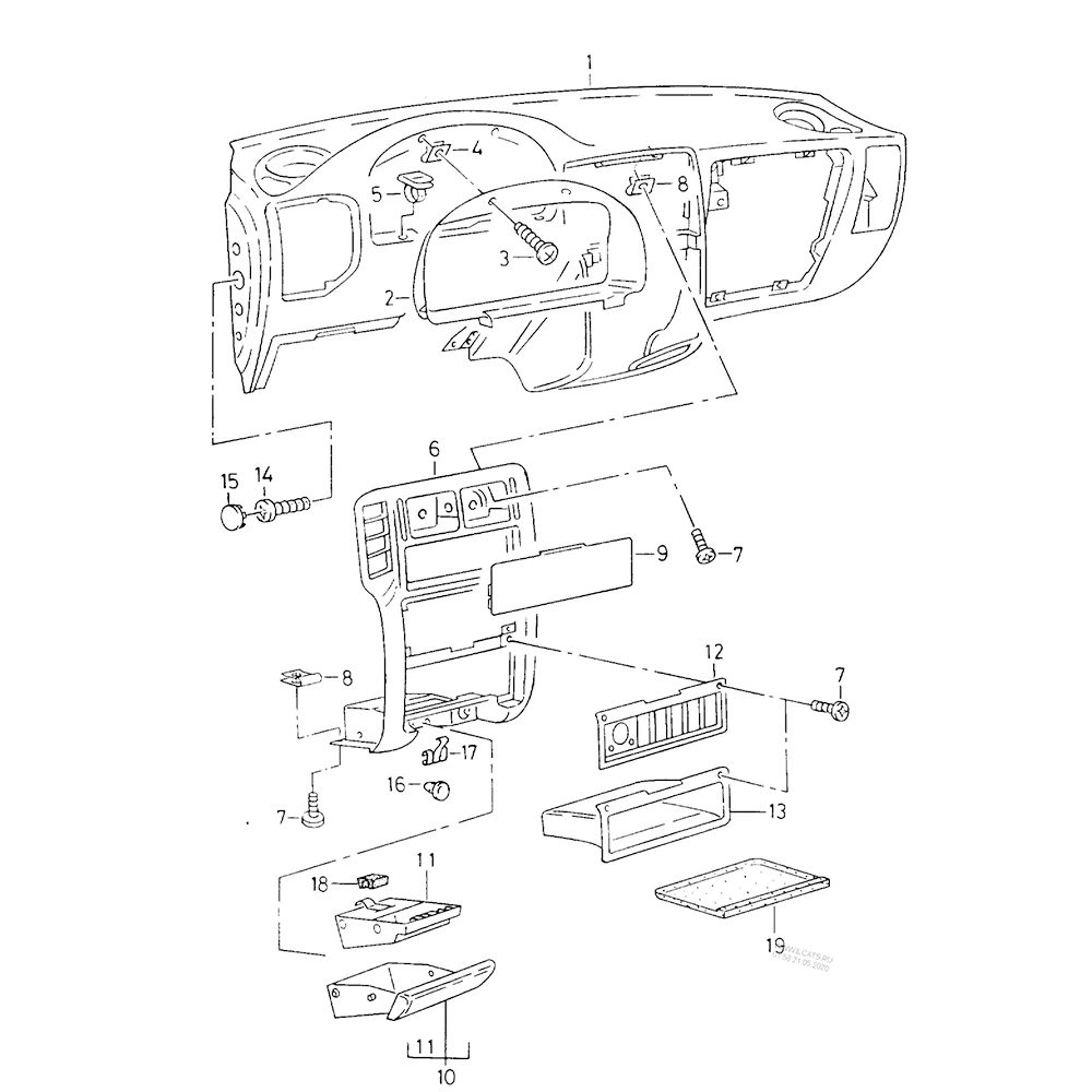 Kisi Ventilasi Udara AC Dasbor Konsol Tengah Dalam untuk Caddy-POLO 6N 1994-2002 6N1858071A