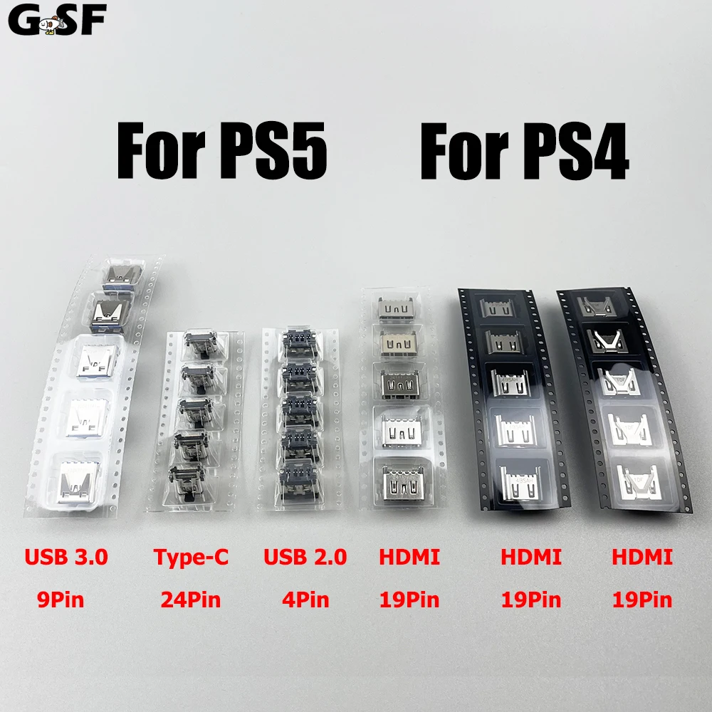 GSF 5 шт. для PS4 Pro, тонкий HDMI-совместимый порт, разъем для PS5, разъем для хост-интерфейса GSF 5 шт. для PS4 Pro, тонкий HDMI-совместимый порт, разъем для PS5, разъем для хост-интерфейса