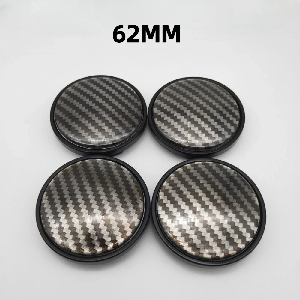 4pcs 62mm Car Wheel Center Caps With Drop Glue Carbon Fibre Emblem Badge Car Stickers Hub Styling Accessories for VW Skoda Ford