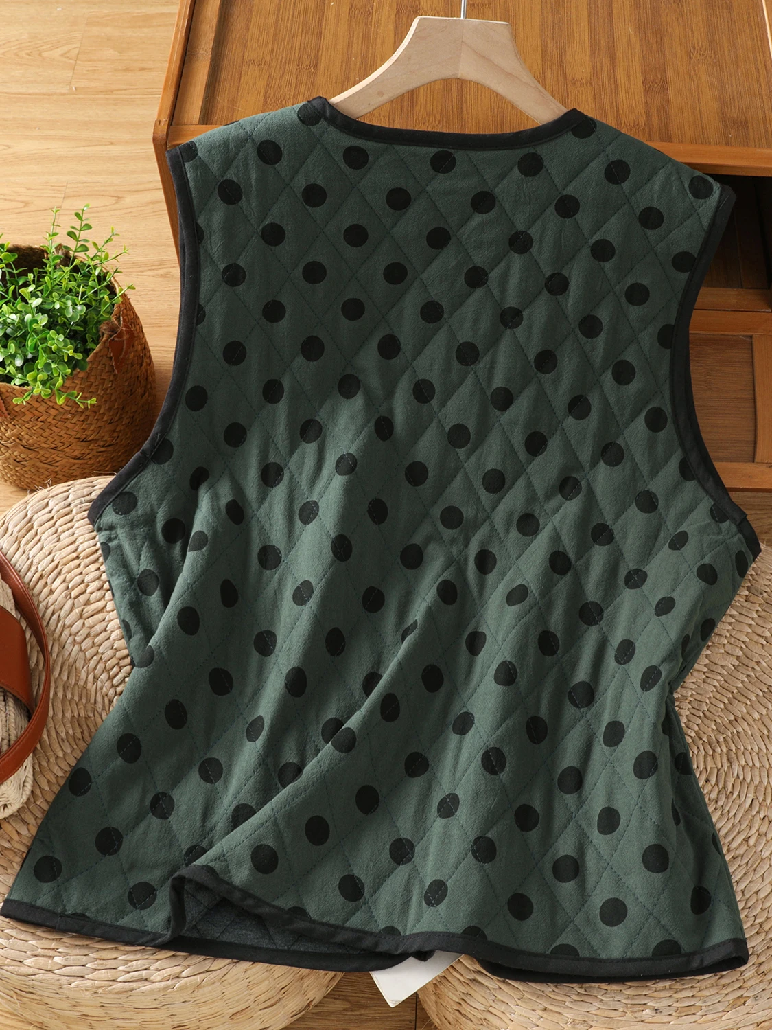 Ceco Acolchado de Aodón con Cuello Redondo para Mujer, Ceco Sin Mangas de Aodón Fino, Térmico, a Cuadros, con un So...