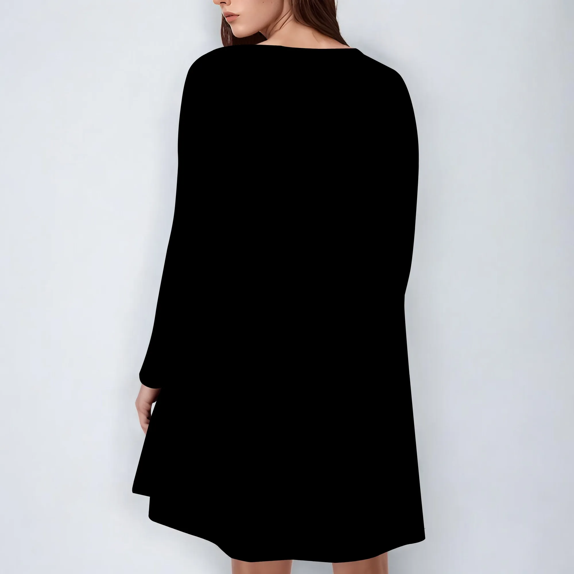 Women's Casual Plain Simple Long Sleeve T-Shirt Loose Dress
