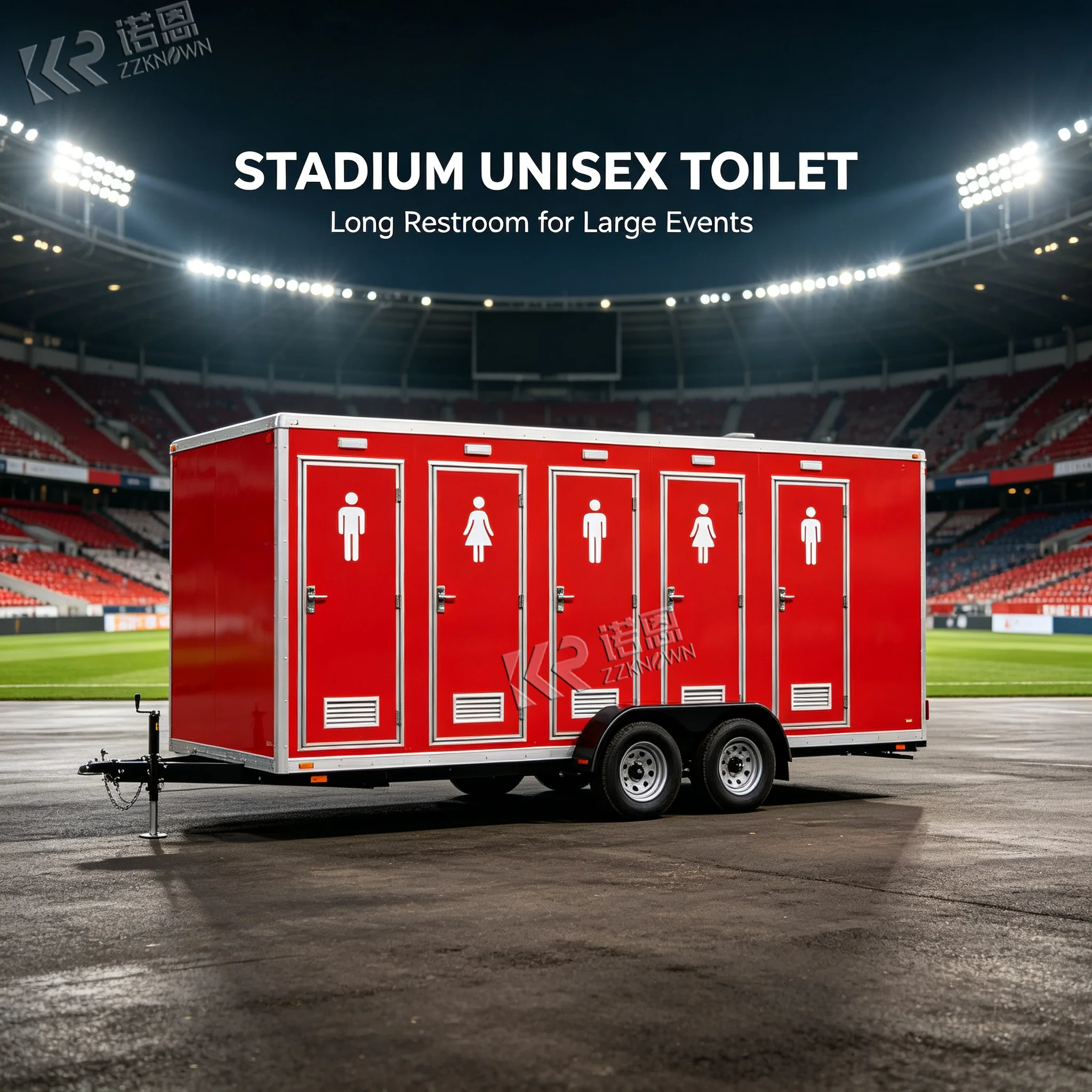 2 Station Bathroom Trailer Portable Restroom Trailer with Sewage Tank for Festival Construction