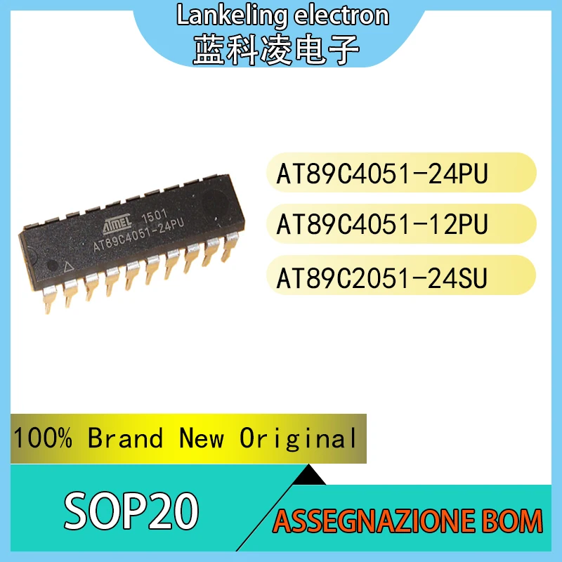 AT89C4051-24PU AT89C4051-12PU AT89C2051-24PU 100% Brand New Original Integrated circuit MCU DIP20