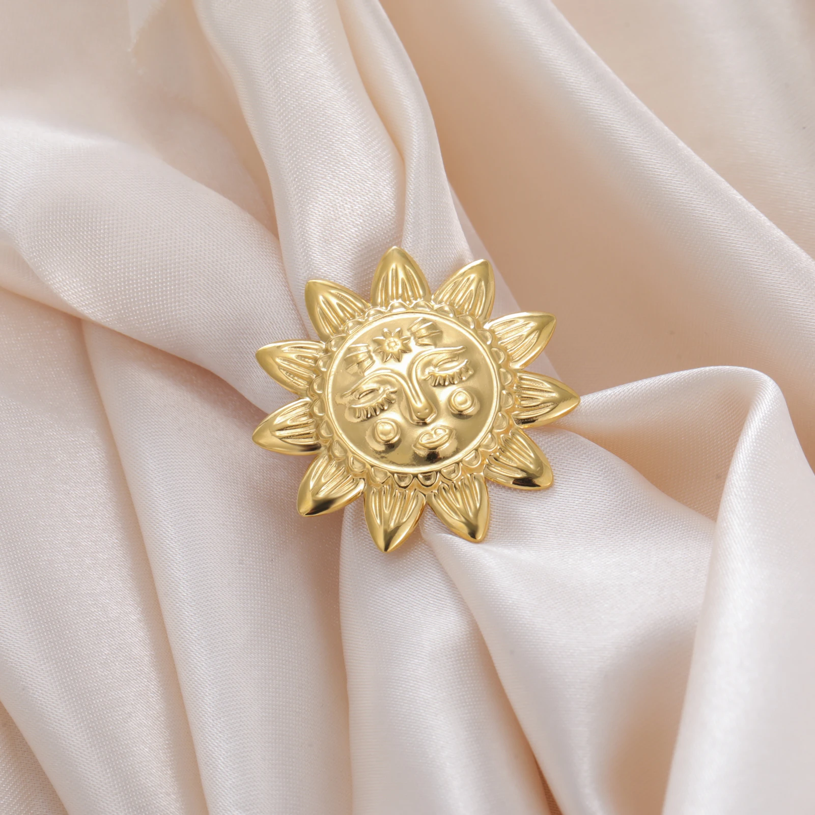 COOLTIME Mode Blumenring für Frauen Edelstahl Gold Farbe Gardenia Kamelie Blume Offener Ring Schmuck Geschenk Neu – Detail 25