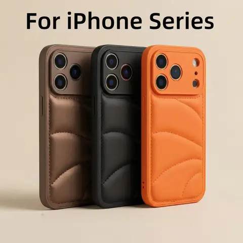 Solid Color Skin-Feel Puffer Phone Case, Shockproof Protective Cover for iPhone 17 Pro Max/16/15/14/13/12