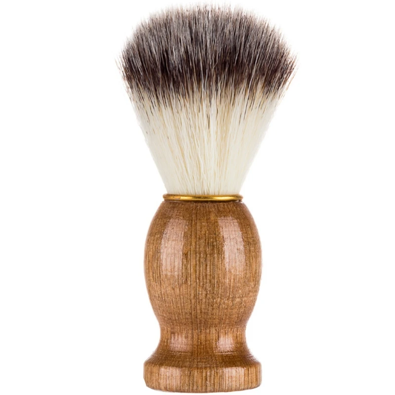 Mens Shaving Brush with Wooden Handle Soft Nylon Hair Face Cleaning Makeup Beard Cleaner Luxury Professional Barber Salon