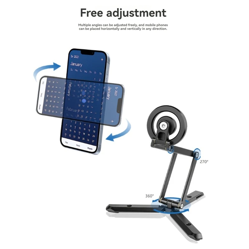 โทรศัพท์แม่เหล็กแบบพับได้ขาตั้งขาตั้งกล้อง Selfie Stick เดสก์ท็อปผู้ถือโทรศัพท์แม่เหล็กสําหรับการถ่ายภาพวิดีโอ Vlog Livestreaming