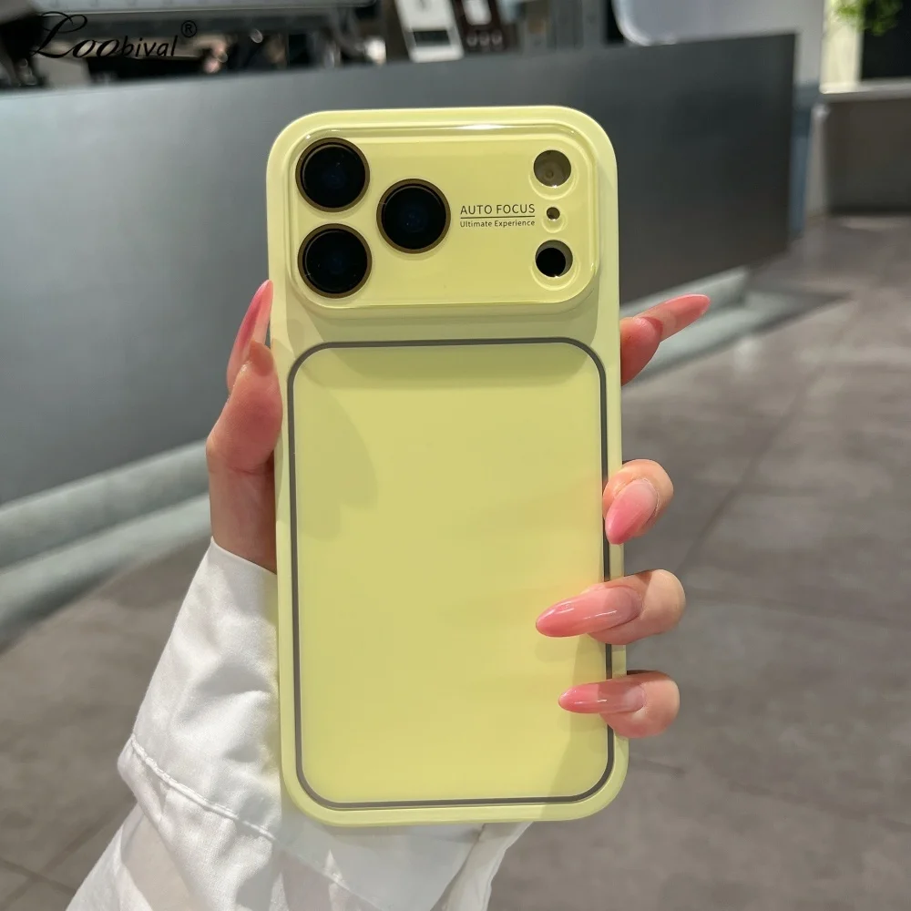 Modische Candy-Farben Mattierte Hülle mit Großem Fenster für iPhone 15 16 17 Pro Max 13 14 Kamerafilm-Schutz Harte AG Stoßfeste Abdeckung