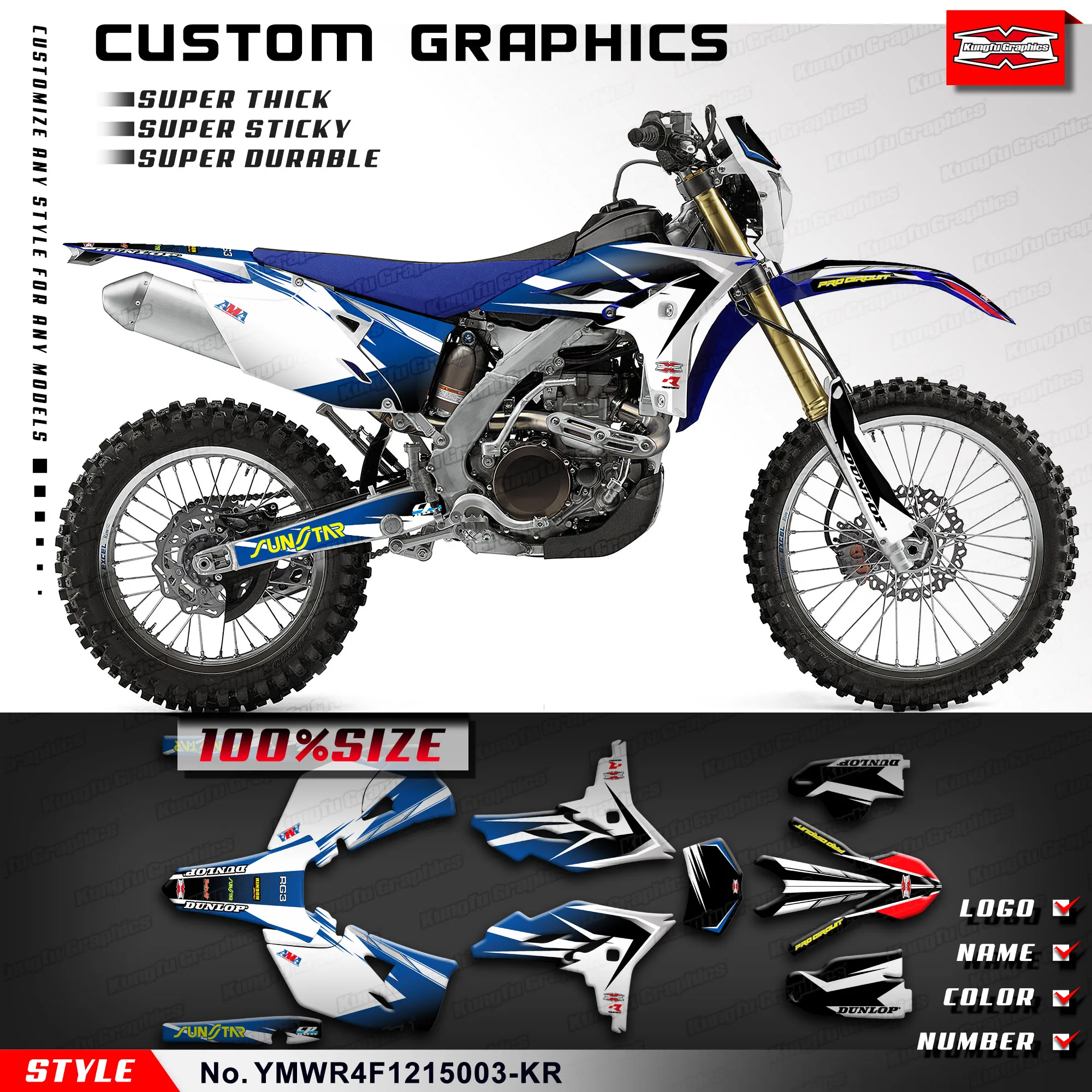 

KUNGFU GRAPHICS MX Stickers Custom Decal Kit for Yamaha WR450F 2012 2013 2014 2015 YMWR4F1215003-KR