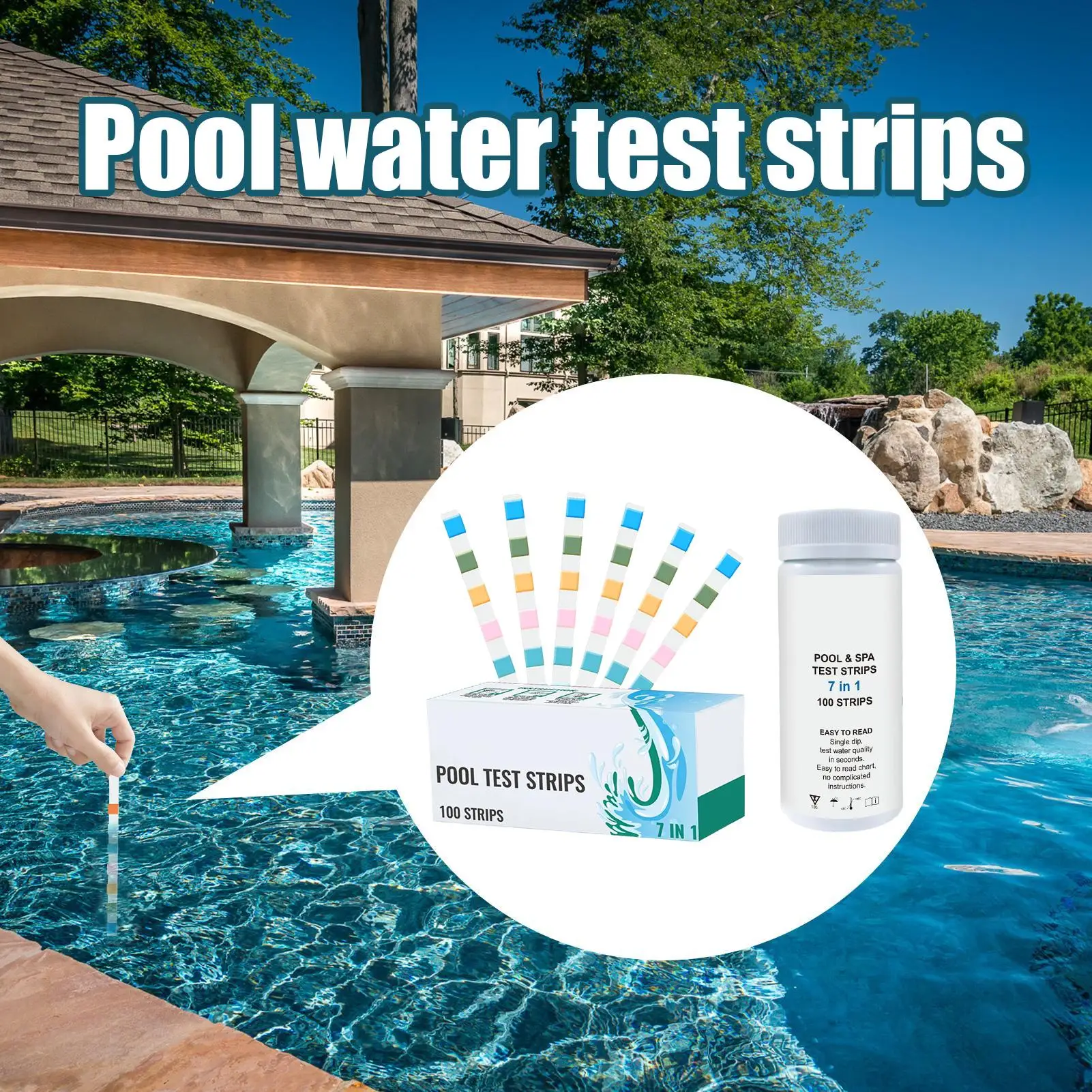 Picture 3: Ph Strips For Pool 100-Piece Pool Tester Strips For Water Multifunctional Hot Tub Quick Tester Monitoring Tools For Backyard Spa