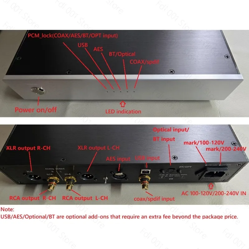 4*PCM58P DAC Decoder Board CS8422 Audio Receiver Support AES Coaxial Balanced Output Bluetooth USB Digital Signal Input
