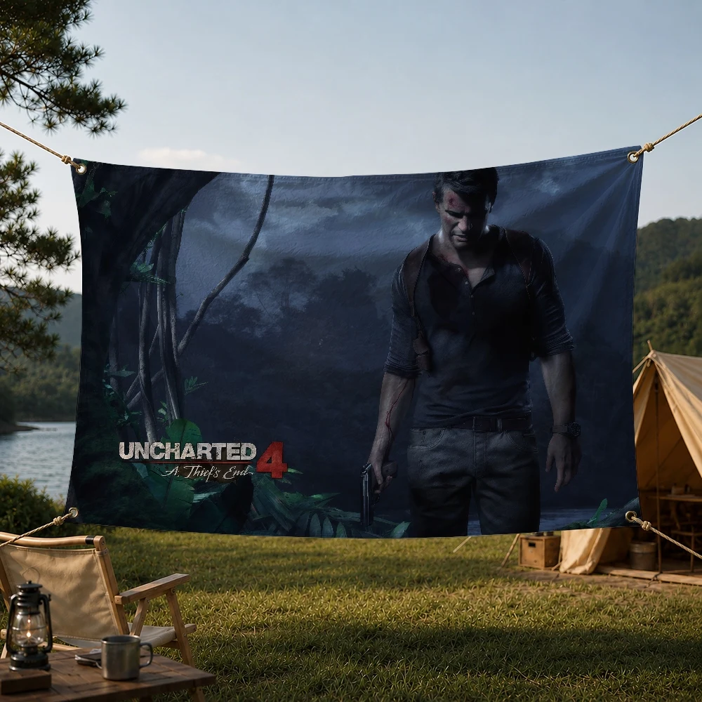 U-Uncharted Game Outdoor Flag for Home Camping Party Club Decor Garden Yard Wall Hanging Banner