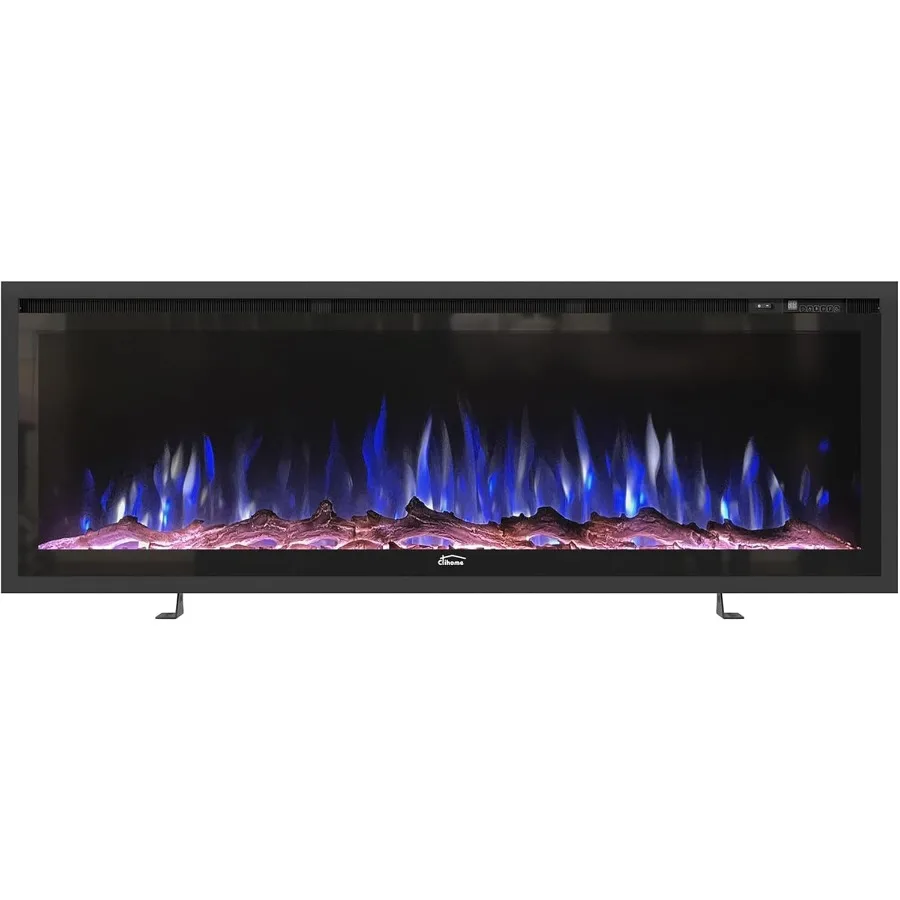 Camino elettrico da 50 pollici Luoghi di fuoco di lusso Inserti Decorazione camino Riscaldatore per camino con timer Telecomando Fiamma regolabile