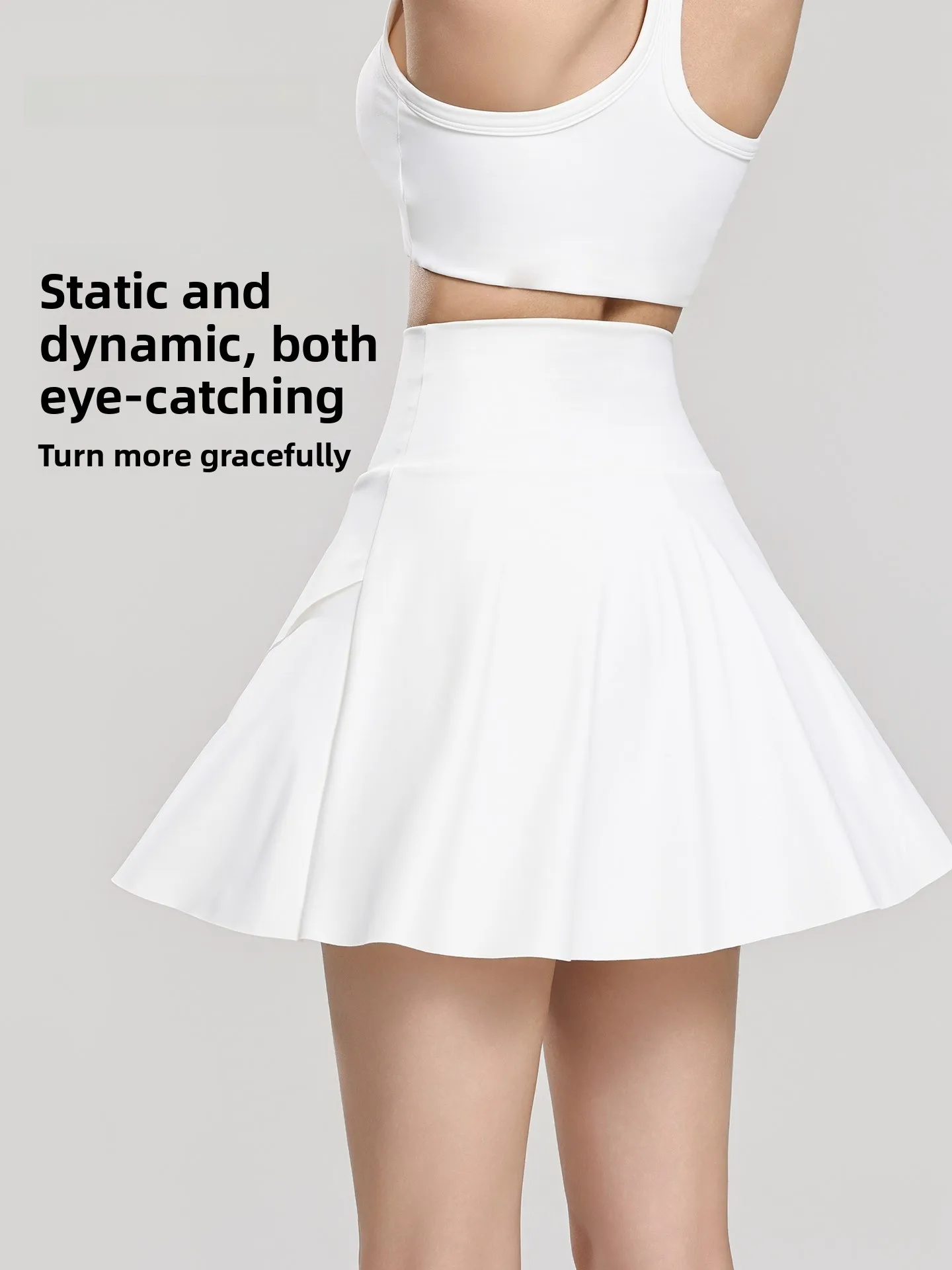 High Waist Sporty Tennis Skirt Women's Fitness Yoga Shorts Half-length A-line Skirt Breathable Moisture-wicking Polyester Blend
