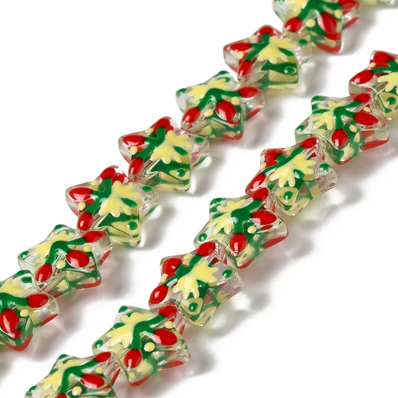 

33pcs Handmade Lampwork Beads Strands Hand Drawn Star Loose Beads for DIY Earrings Bracelets Jewelry Making Accessories