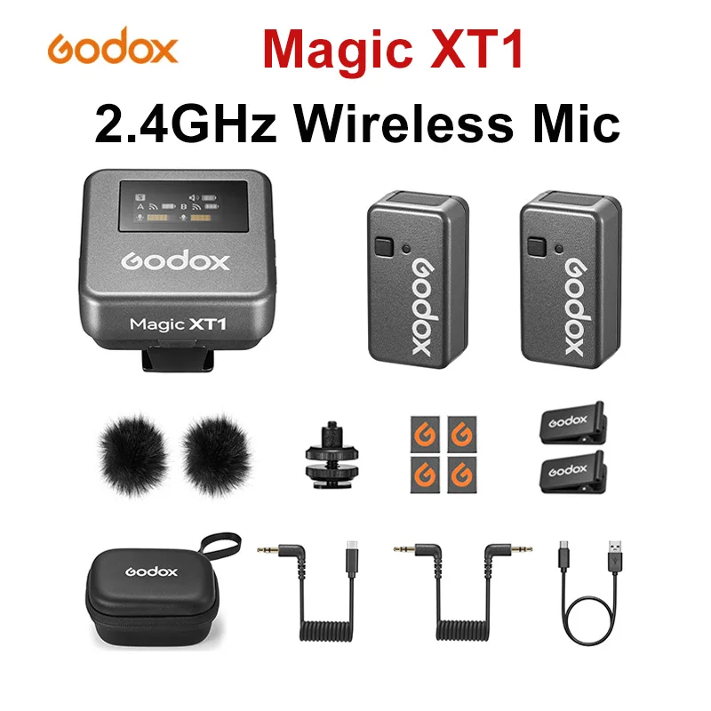 

Godox Magic XT1 2.4GHz Wireless Microphone System Max 200M LOS Range Pro Audio Treatment UAC Support Digital Audio Recording