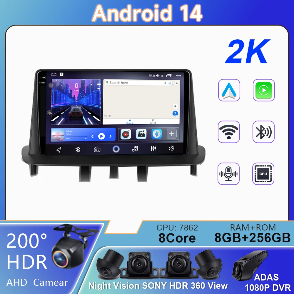 

4G для Renault Megane 3 2008-2014, автомобильный Android DVD, авто радио, стерео головное устройство, мультимедийный плеер, GPS-навигация, 5G, Wi-Fi, без 2din