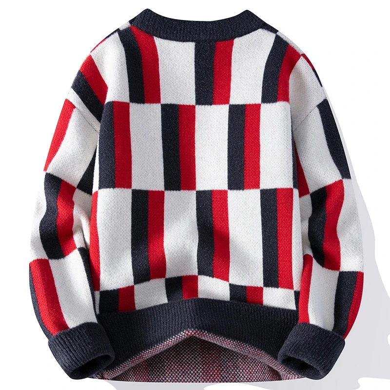 2023 New Autumn Winter Thick Warm Japanese Style Cashmere Sweater Men Tops High End Mens Sweaters Fashion Striped Pullover Men