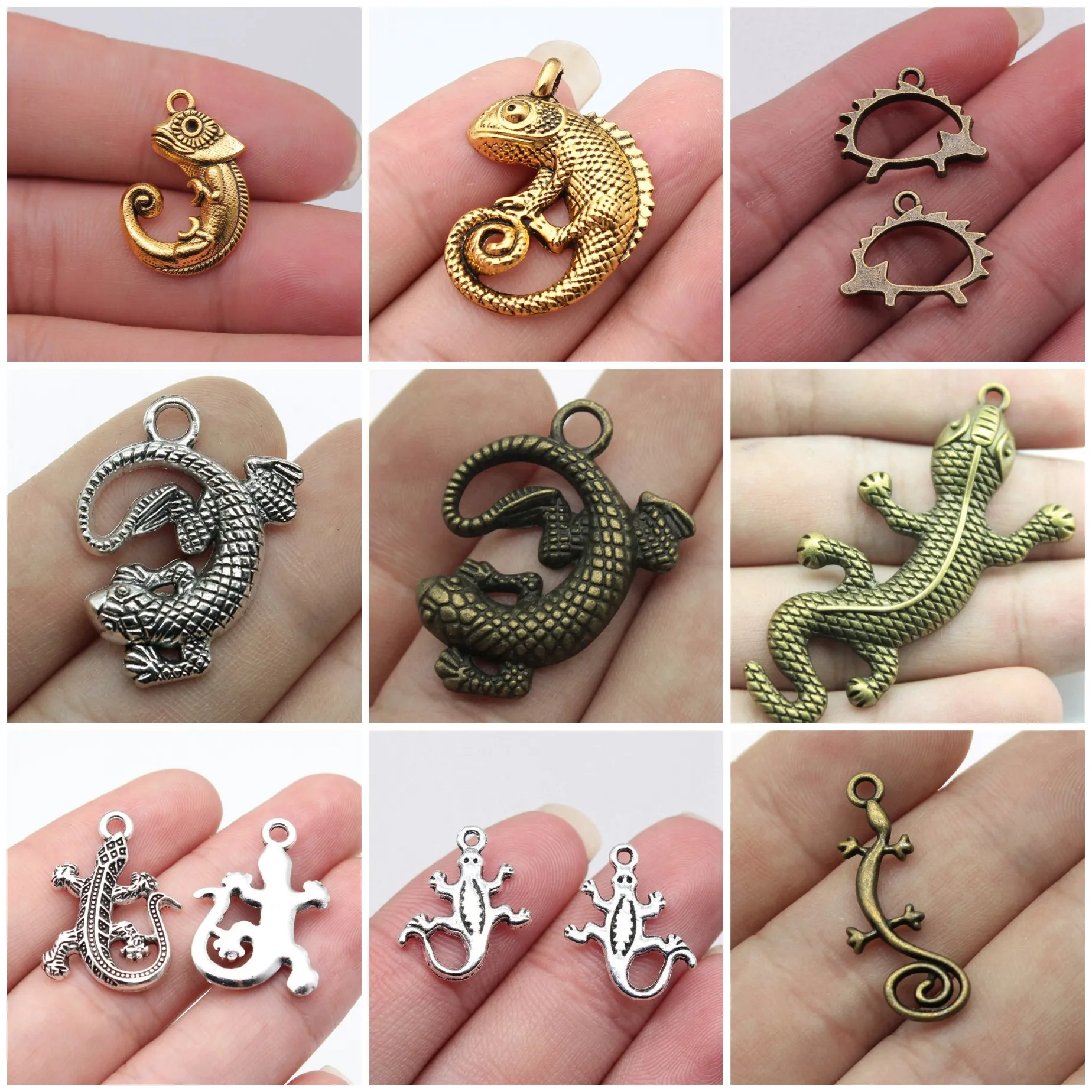 Lizard Hedgehog Animal Charms Pendant Forest Wildlife Charms For DIY Bracelet Necklace Jewelry Making Wholesale