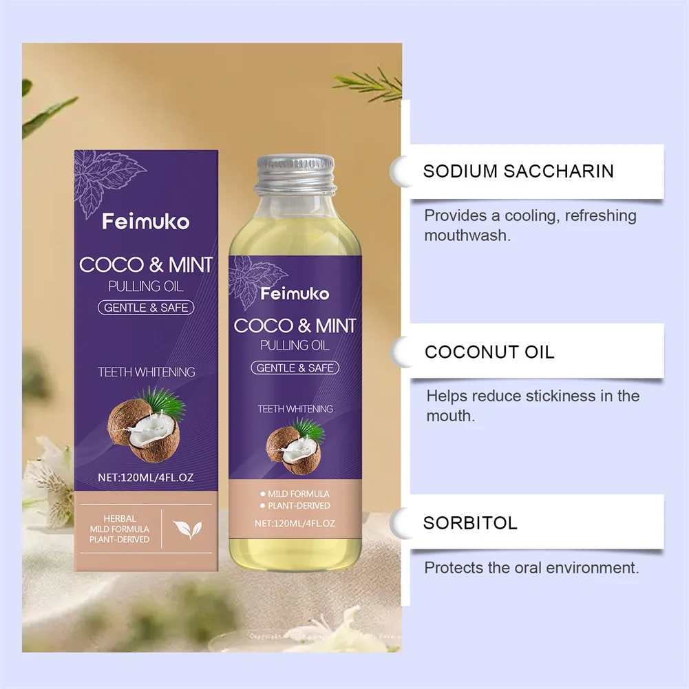 120ml Coconut Mint Oil Mouthwash Alcohol-Free Supports Health Gums Lasting Fresh-Breath Fluoride-Free Oral Rinse For Gum Health
