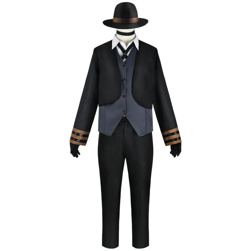 Nakahara Chuuya Cosplay Costume pour hommes adultes, olympiques d'Halloween, chemise, pantalon, manteau, chapeau, perruque, fête de carnaval, XC7843