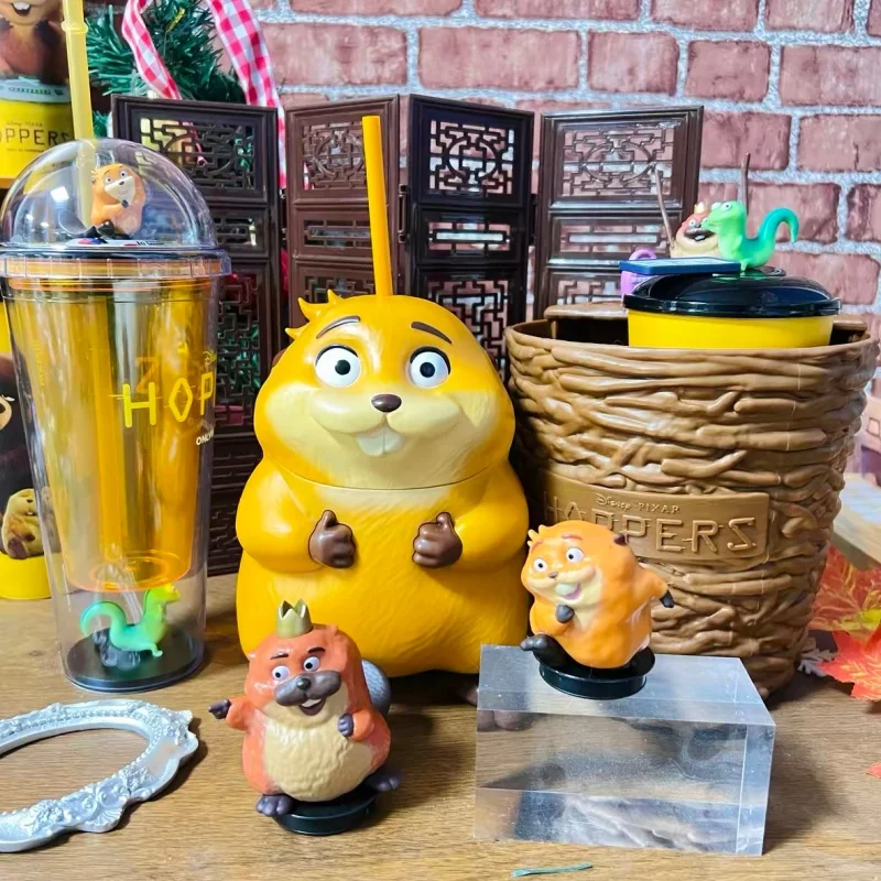 

Disney Pixar Hoppers Double Layer Cup Beaver Transformation Plan Mabel Lizard Tom Floating Scene Design Collectible Cup Toy Gift
