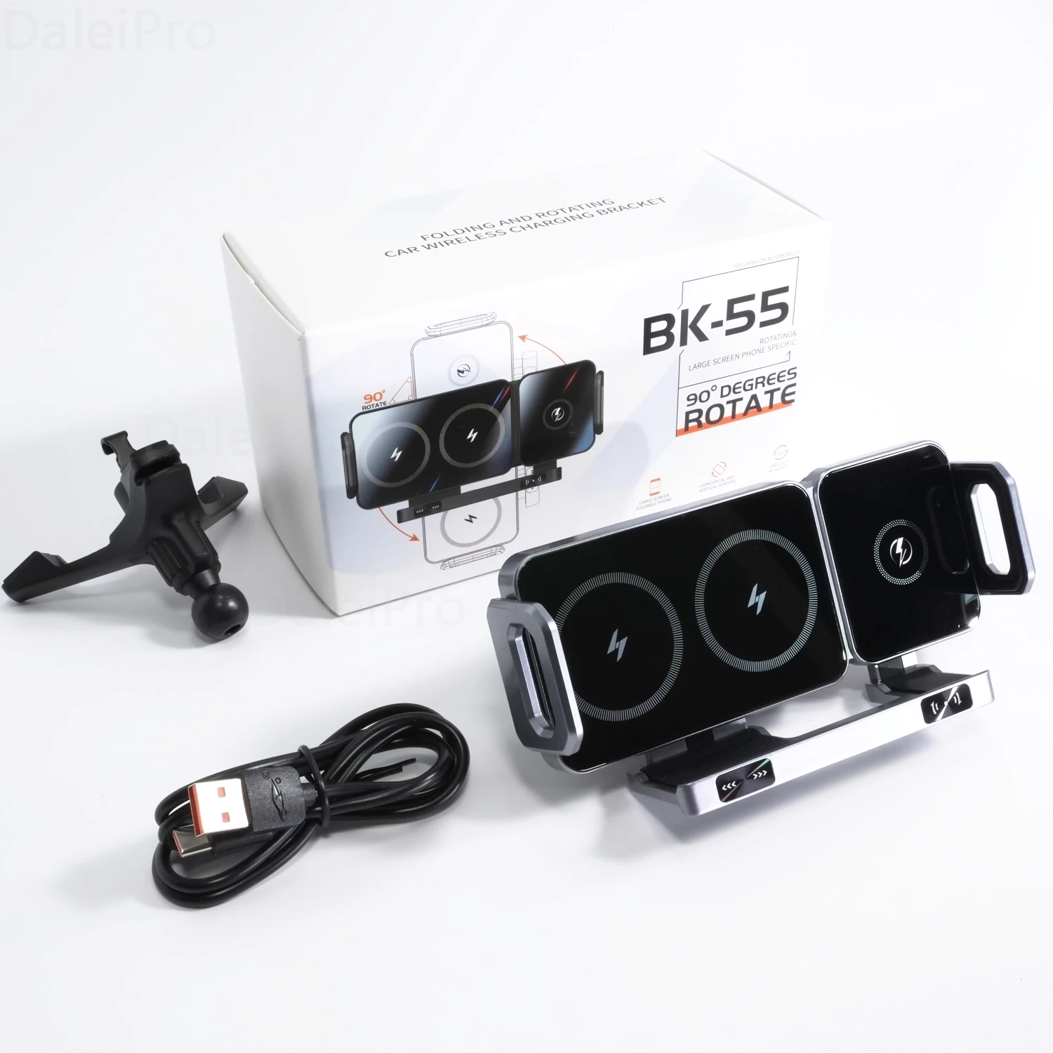 Dual Coil Faltbare Telefon Halter Auto Drahtlose Ladegerät Universal Auto Telefon Halterung Schnelle Lade Für Samsung iPhone Xiaomi Z Fold – Detail 23