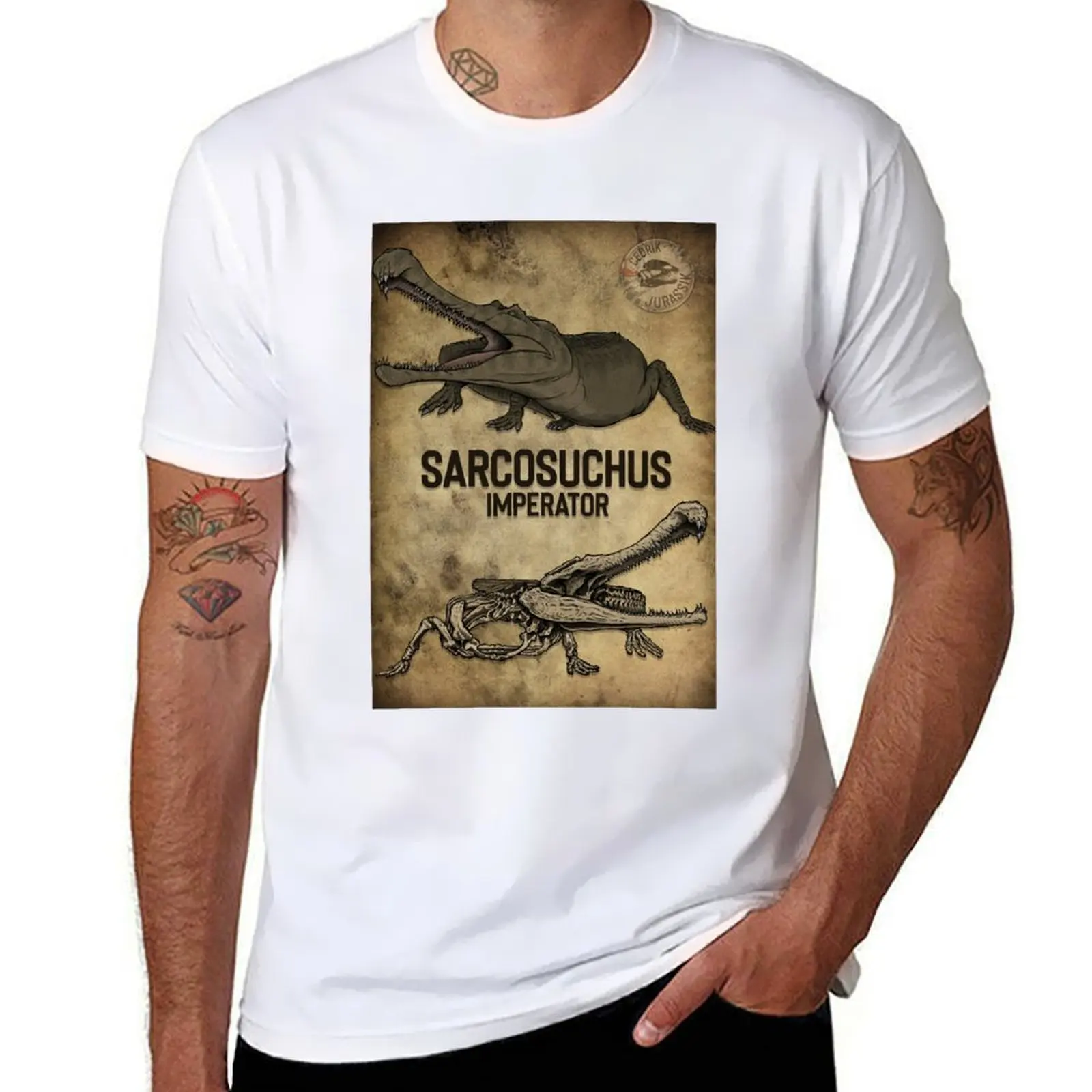 Sarcosuchus bones & scales T-Shirt printed t shirts for man t shirts for man pack white t shirts for man cotton funny T-shirt