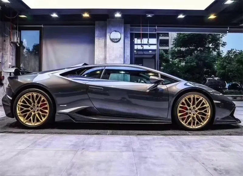 

LANOUT Прямые продажи с фабрики, V-образные боковые юбки из углеродного волокна с кованым узором для Lamborghini Huracan LP580 LP610, комплект кузова