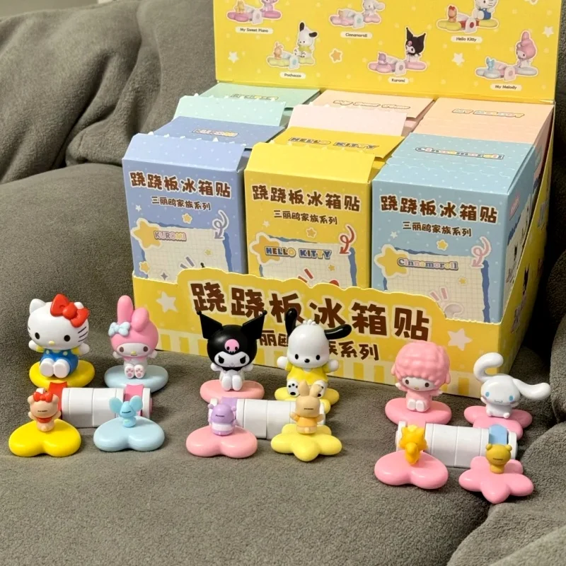 

Горячий оригинальный магнит на холодильник серии Sanrio See-Saw, милая модная слепая коробка, коллекционная Kuromi Cinnamoroll My Melody Pochacco, подарок