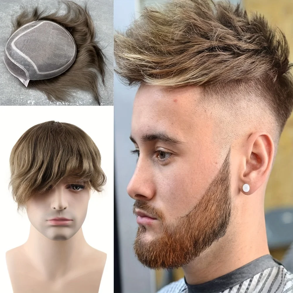 

Men'S Hair Replacement System - Realistic Hair Patch with Breathable Lace Front, Natural Hairline, Easy Application For Balding