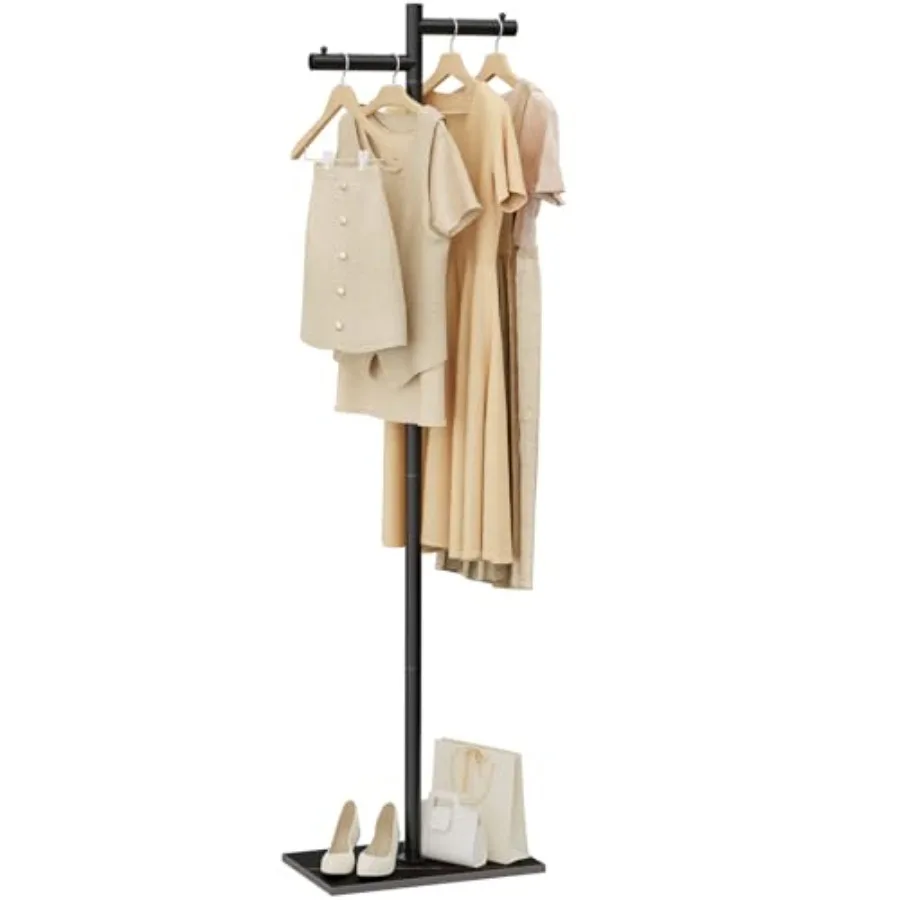 

Garment Rack Freestanding Metal Coat Racks Z-shaped Coat Tree with Natural Rock Base for Bedroom Office Hallway Entryway Living