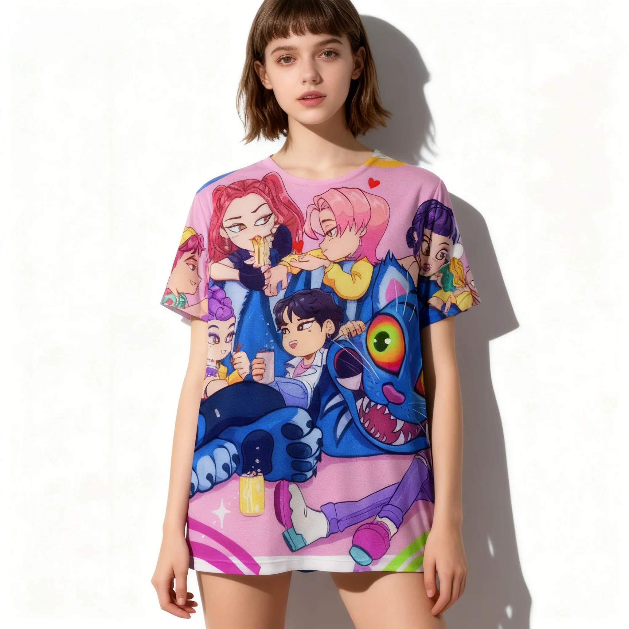 

Популярная мужская футболка Kpop Witch Hunting Team Gaza, аниме 3D, женская футболка для взрослых и детей, очень большая одежда, подарок