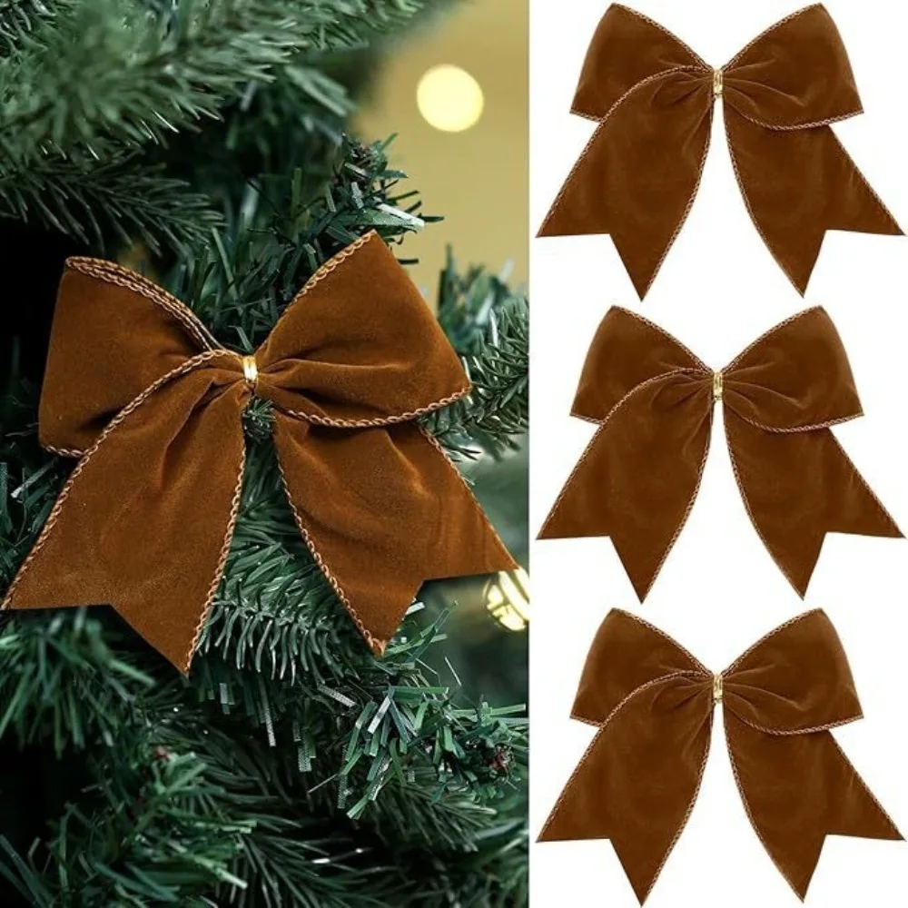 4 قطعة Kawaii Bowknot شجرة عيد الميلاد الشريط المخملية الإبداعية معلقة قلادة DIY إكليل الشريط ديكور ديكور الحفلات