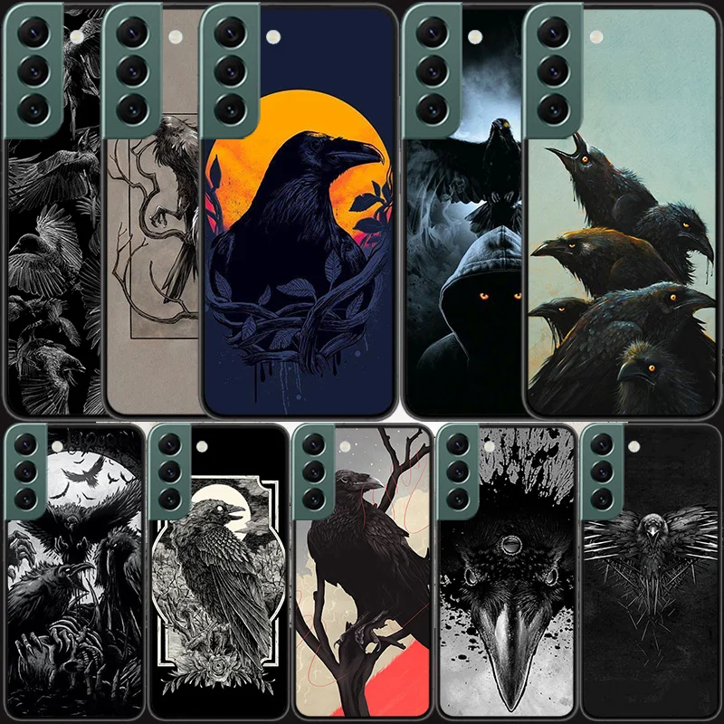 Raven Crow Skull Pattern Phone Case For Samsung A15 A25 A35 A55 Galaxy A70S A50S A30S A30 A40 A71 A51 A41 A31 A21 A11 A01 A20S A