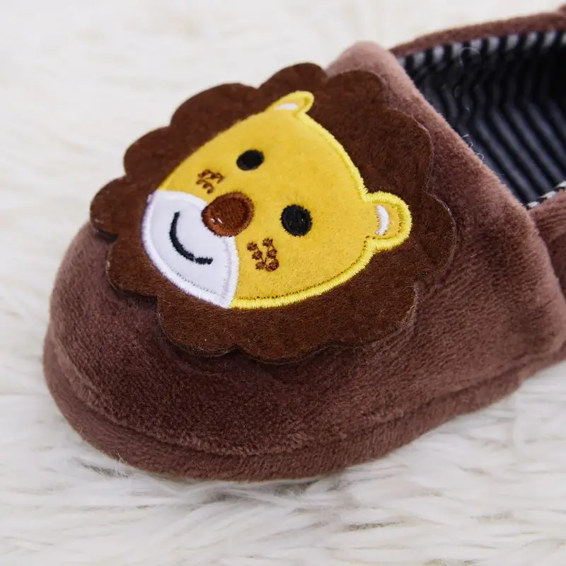 Fashion Toddler Boy Slippers Cartoon Lion Child Autumn Winter Shoes Baby Item Soft Rubber Sole Slip-on Kid House Indoor Footwear